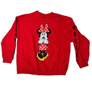 MINNIE MOUSE CREW NECK JACKET SWEATER RED WOMENS XXL DISNEY DISNEYLAND